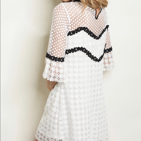 White Black Crochet Dress - Picture 2 of 4